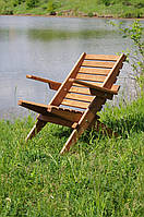 Садовий стілець складання з підлокітником натурального дуба - садові меблі - оригінальний дубовий стілець