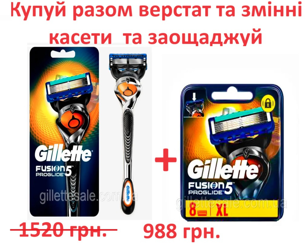 Верстат Gillette Fusion5 Proglide + касети для гоління Gillette Fusion Proglide 8 шт.