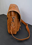 Ділова чоловіча (жіноча) шкіряна сумка (портфель) ручної роботи (натуральна шкіра) коричнева, фото 3