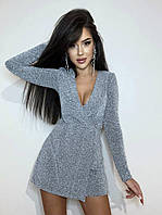 Жіночий ошатний м'який комбінезон із люрексу з шортами (електрик, марсала) розмір: 42, 44