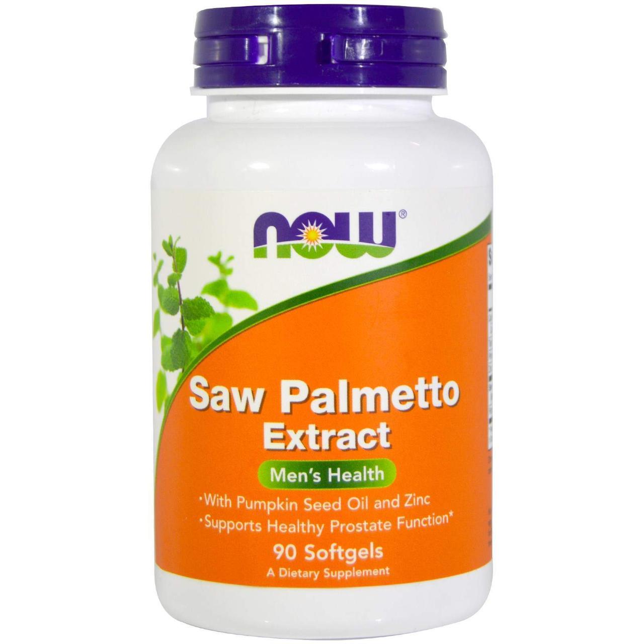 Зі Пальмето з олією насіння гарбуза та цинком Now Foods чоловіче здоров'я екстракт 160 мг 90 гелевих капсул