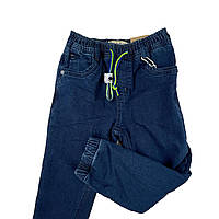 Дитячі джинсові штани, джинси сині на хлопчика, зі шнурком і манжетами, еластичні No 9171 ( р. 8-16)