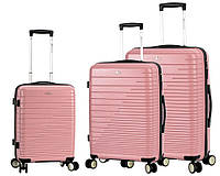 Женский чемодан на 4 колесах Франция Madisson большой дорожний чемодан из полипропилена цвет розовое золото