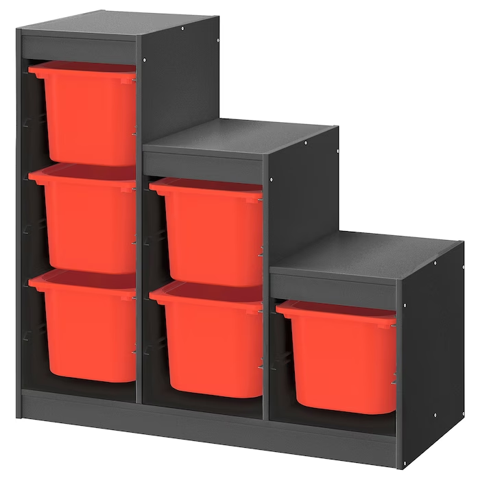 Стелаж TROFAST сірий з контейнерами 99x44x94 cm IKEA 795.268.63