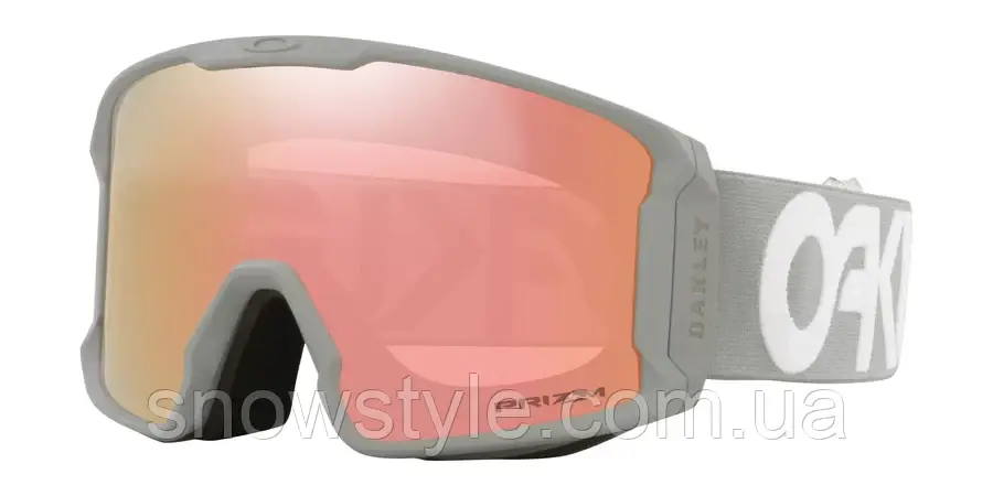 Гірськолижна маска Oakley Line Miner L (XL) matte grey prizm rose gold + кейс, фото 1