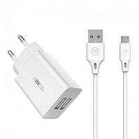 Сетевое зарядное устройство USB WK Micro USB WP-U56m-White белое h