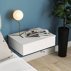 Комплект білих лакованаих тумб приліжкових Тая 55 см настінна кольору німфея альба з висувною шухлядою