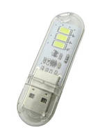 USB светильник 3LED білий, сенсорний вимикач