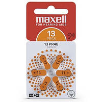 Батарейки Maxell PR48 (ZA13) 6BS Zinc Air для слуховых аппаратов