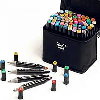 Набір двосторонніх маркерів 60 штук скетч-маркери для малювання різнокольорові спиртові фломастери, фото 2