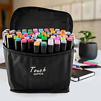 Набір двосторонніх маркерів 60 штук скетч-маркери для малювання різнокольорові спиртові фломастери, фото 5