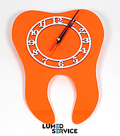 Годинники зуб жовтогарячий акрил для стоматологічного кабінету дзеркальна шкала