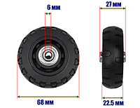 Колесо для валізи D=68 мм, з підшипниками/1038
