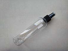 250 мл Круглий ПЕТ флакон прозорий з чорним спреєм, розпилювачем 24/410, тара, ємність, баночка, фото 2