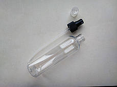 250 мл Круглий ПЕТ флакон прозорий з чорним спреєм, розпилювачем 24/410, тара, ємність, баночка, фото 3