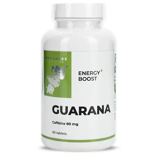 Енергетик гуарана Progress Nutrition Guarana Extract 200 mg with Caffeine 80 mg 60 табл (термін до 28.08.2025), фото 1