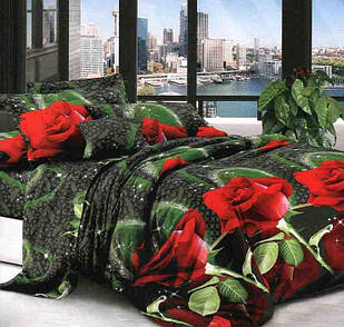 Постільний набір бязь двоспальний комплект розмір 175х215 см рози