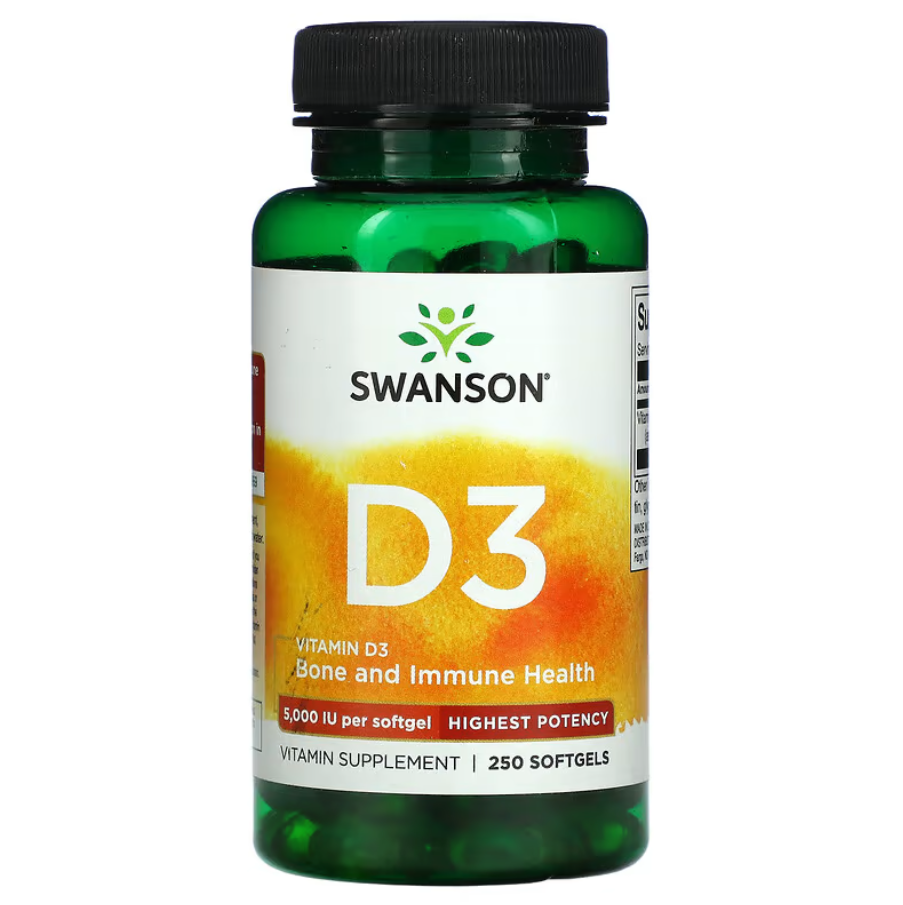 Vitamin D3 Bone and Immune Highest Potency 5000 IU Swanson 250 капсул