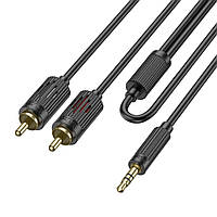 Аудио кабель переходник AUX 3.5мм на 2 RCA Hoco UPA28 Черный