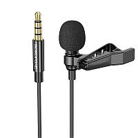 Микрофон нагрудный петличный AUX 3.5мм BOROFONE BFK11 |2м| Черный
