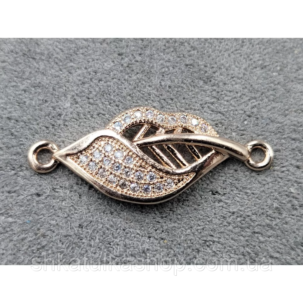 Конектор для біжутерії 27,1*10,6мм рожеве золото (гіпоалергенний сплав) К162, фото 1