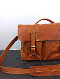 Ділова чоловіча (жіноча) шкіряна сумка (портфель) ручної роботи (натуральна шкіра) теракот, фото 2