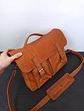 Ділова чоловіча (жіноча) шкіряна сумка (портфель) ручної роботи (натуральна шкіра) теракот, фото 6