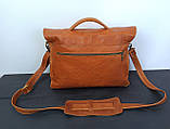 Ділова чоловіча (жіноча) шкіряна сумка (портфель) ручної роботи (натуральна шкіра) теракот, фото 10