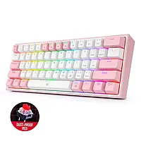 Механическая Игровая Клавиатура REDRAGON Fizz K617 с подсветкой RGB 60% Hot-swap Бело-розовая WHITE/PINK