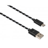 Оригінал! Дата кабель USB 2.0 AM to Micro 5P 2color nylon 1m black Vinga (VCPDCMBN31BK) | T2TV.com.ua