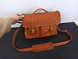 Ділова чоловіча (жіноча) шкіряна сумка (портфель) ручної роботи (натуральна шкіра) теракот, фото 9