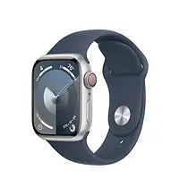 Смарт-часы Apple Watch Series 9 GPS + Cellular 41mm Silver Alu. Case w. Storm Blue S.Band - S/M (MRHV3)