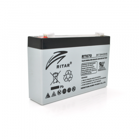 Акумуляторна батарея AGM RITAR RT670, Gray Case, 6V 7.0Ah  (151х34х94 мм) Q20