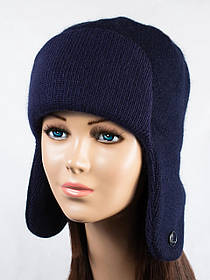 Зимова тепла шапка вушка із широким закотом з ангори