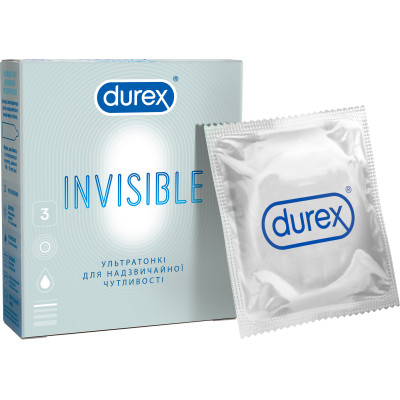 Презервативи Durex Invisible латексні із силіконовим мастилом ультратонкі 3 шт. (5052197049589)
