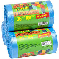 Від 3 шт. Пакет для сміття 50х60 35л 100 штук  Super Luxs/Кузя Service/PROdom 20010 купити дешево оптом в