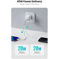 Зарядное устройство Ugreen 2xUSB 40W PD (2xType-C) PD CD243 White (10343) g