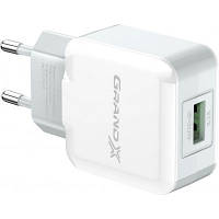 Зарядное устройство Grand-X USB 5V 2,1A White + cable USB -> Lightning, Cu (CH03LTW) b