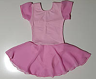 Купальник детский для танцев с юбкой шифон розовый цвет 68 размер (134-140 рост)