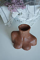 Скульптурная ваза из гипса Женский бюст ручной работы 16х12см Шоколад