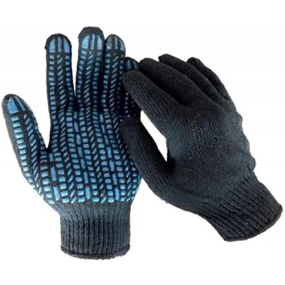 Защитные перчатки Werk ХБ черные, синие "квадраты" (WE2122) b - фото 1 - id-p2061547571