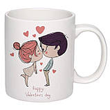 Чашка з принтом "З днем Святого Валентина (Happy Valentine's day)" 330 мл (колір білий) (17322), фото 2