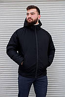 Мужска зимняя куртка | Мужская куртка с капюшоном черная