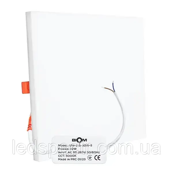 Світильник світлодіодний Biom UNI-2-S32W-5 32Вт квадратний 5000К, фото 1