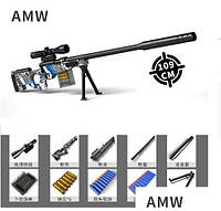 Игрушечная снайперская винтовка AWM М24 с оптическим прицелом стреляет мягкими пулями с гильзой 110 см