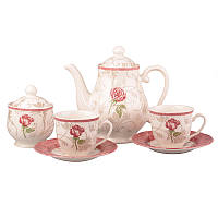 Набір чайний Дамаск Фловер Пінк на 6 персон Claytan Ceramics 910-084