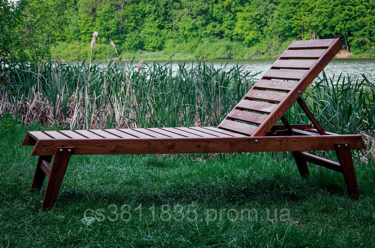 Шезлонг дубовий (лежак, крісло-шезлонг) для тераси, саду та дачі, виконаний зі 100% дуба, дачні меблі