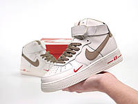 Мужские кроссовки Nike Air Force 1 High Mocco (бежевые) высокие демисезонные кроссы Y14268