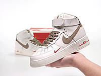 Женские кроссовки Nike Air Force 1 High Mocco (бежевые) высокие демисезонные кроссы Y14268