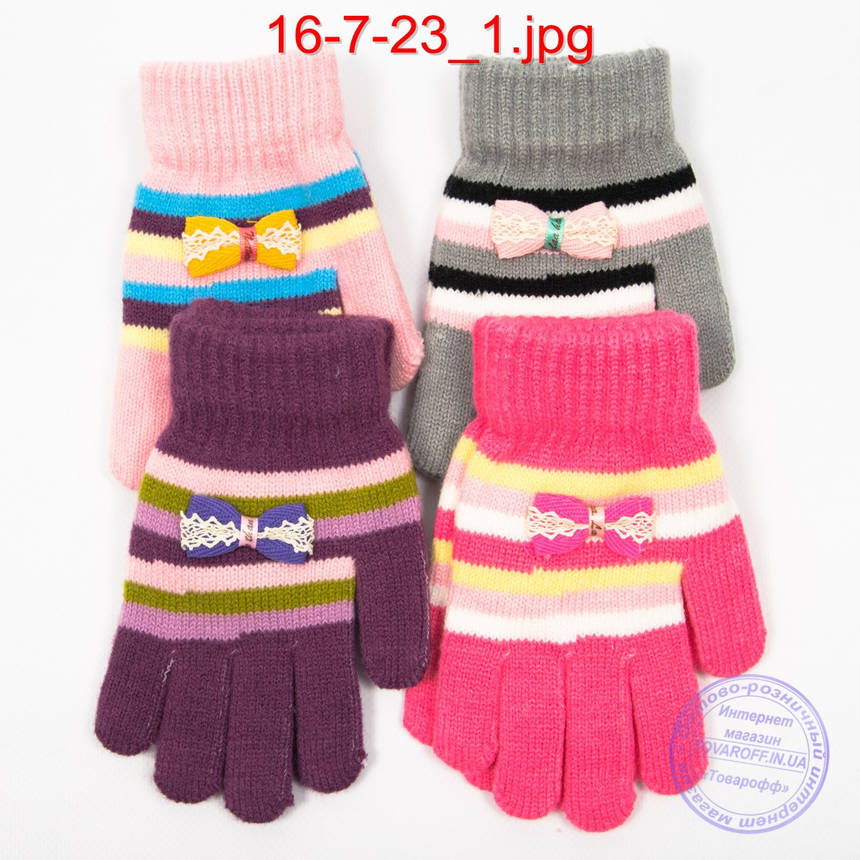 Оптом вовняні рукавички для дівчаток - №16-7-23, фото 2